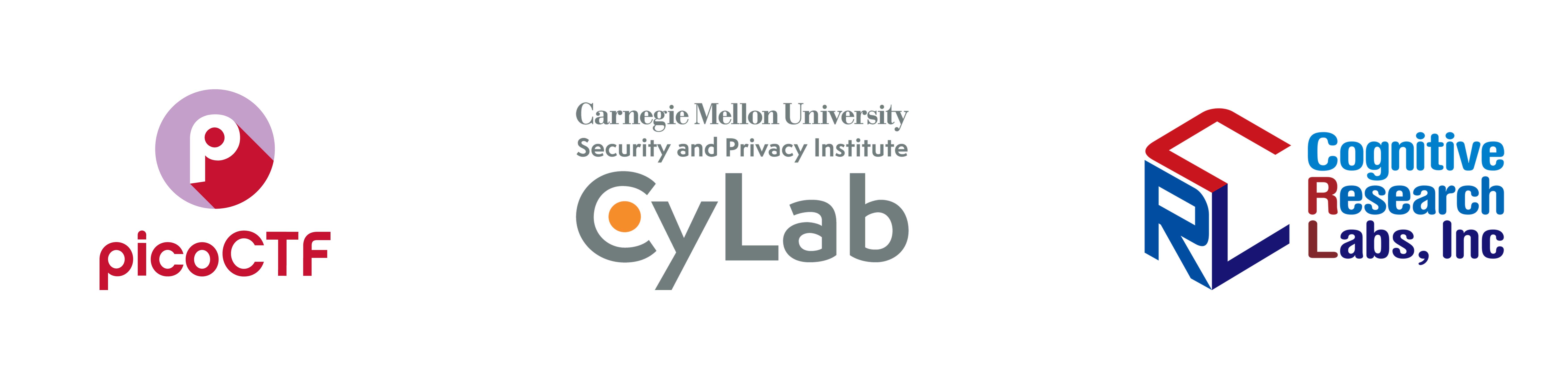 picoCTF, CyLab and Cognitive Research Labs logos