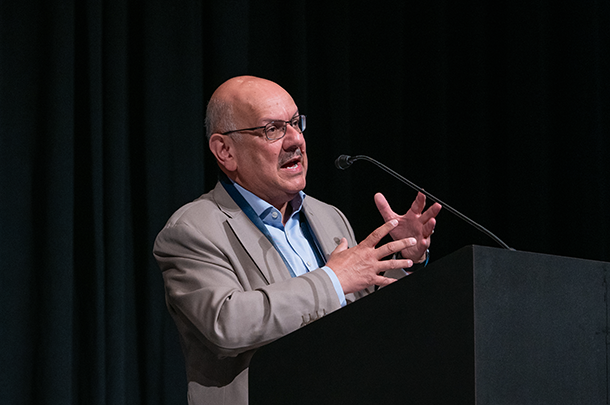 Photo of Farnam Jahanian speaking at a podium