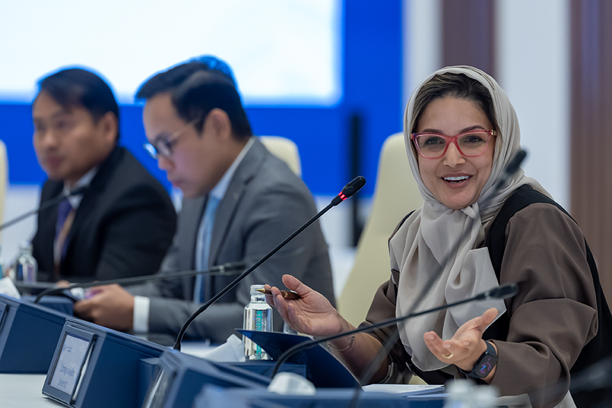 Photo of Hanan Hibshi speaking at a panel at the 2025 Global Cybersecurity Forum