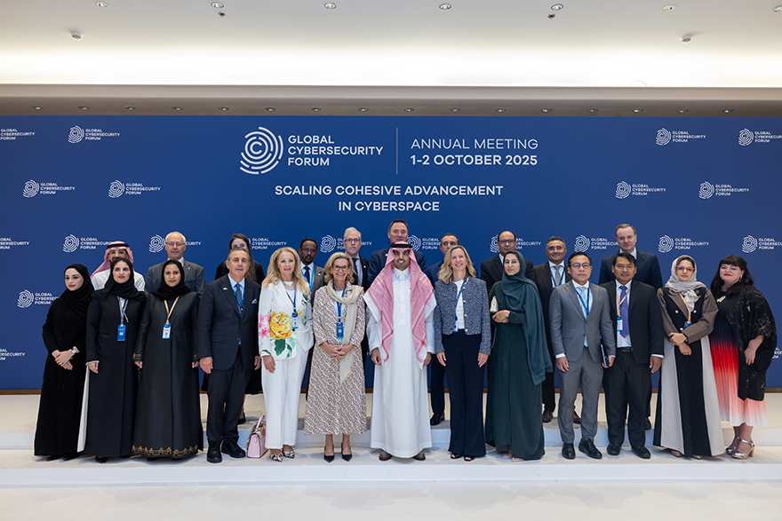 Group photo of participants in the 2025 Global Cybersecurity Forum High-Level Roundtable on Women Empowerment in Cybersecurity
