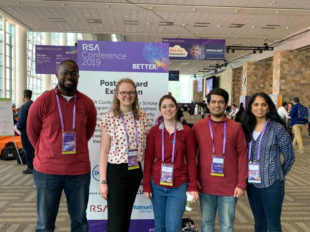 INI students attended as RSA Conference Security Scholars. Those students were (L-R) Nicholas Amon, Jamie Thorpe, Era Vuksani, and Ankit Jena.